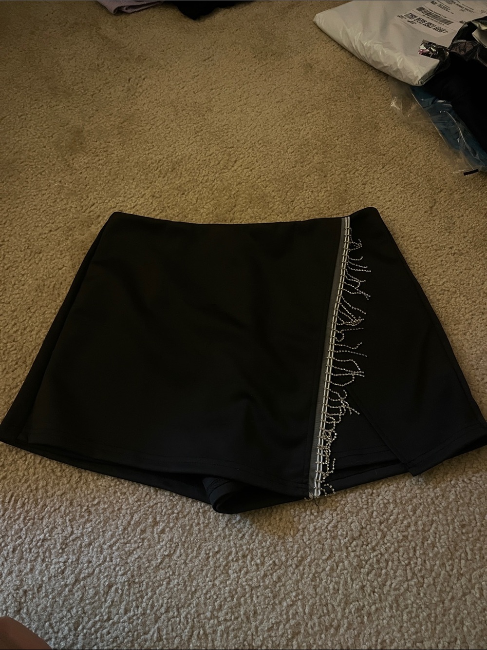 Amazon Black Skort with Silver Bead Trim